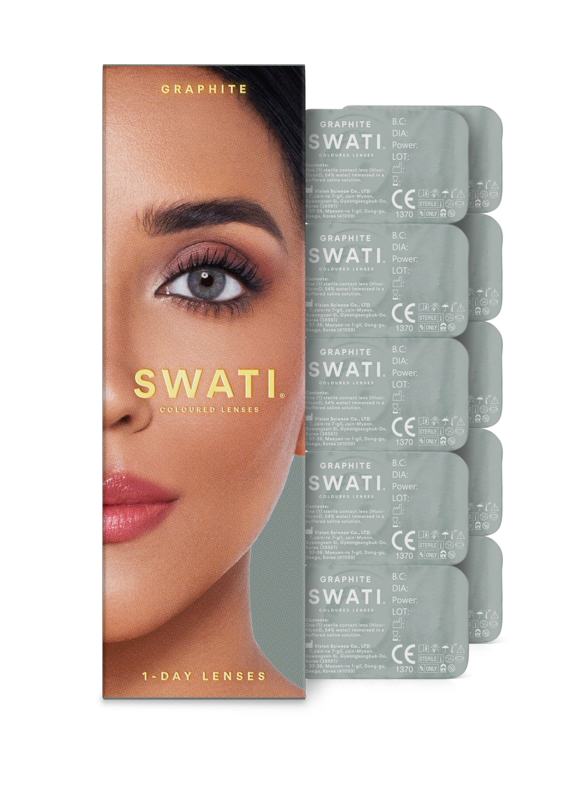 Dark grey lenses (GRAPHITE) - Natural looking - 1 day